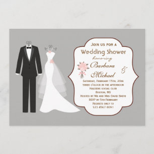 Tuxedo & Gown Couple's Bridal Shower Invitation