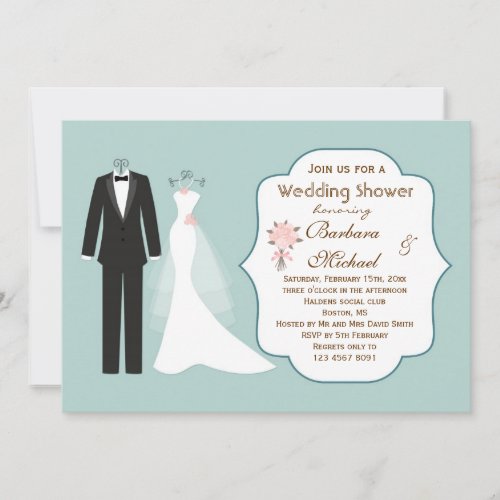 Tuxedo &amp; Gown Couple's Bridal Shower Invitation