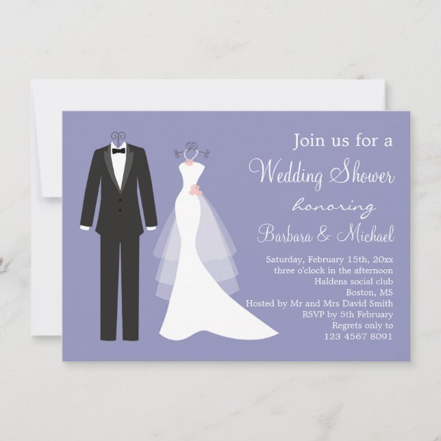 Tuxedo & Gown Couple's Bridal Shower Invitation (Front)