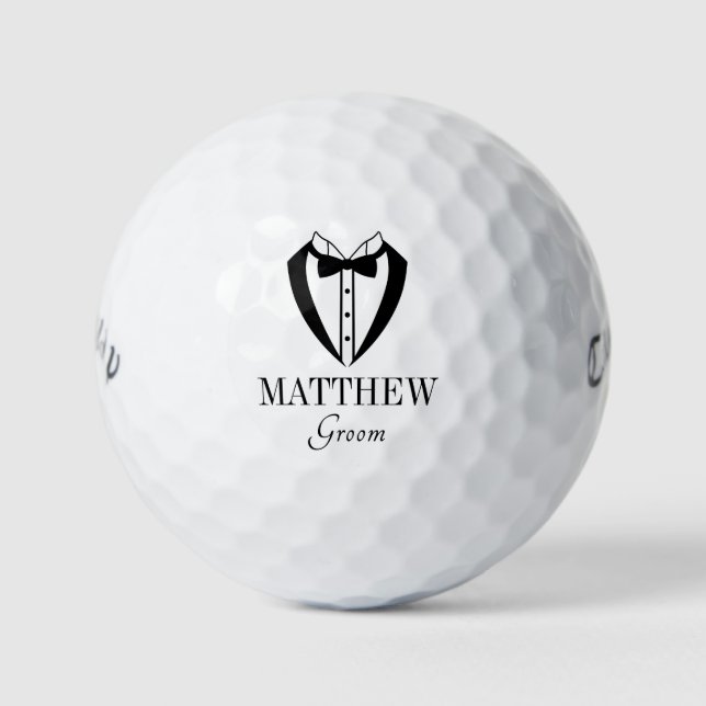 Tuxedo Groom Golf Balls (Front)