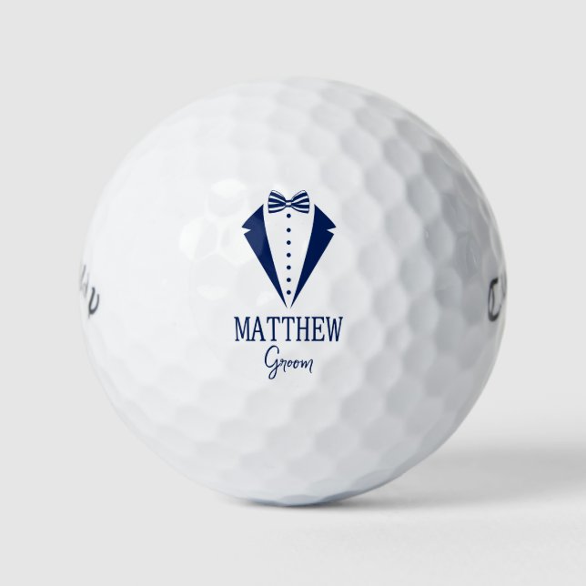 Tuxedo Groom Golf Balls (Front)