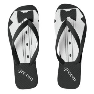 Tuxedo Grooms Flip Flops Grooms Beach Wedding