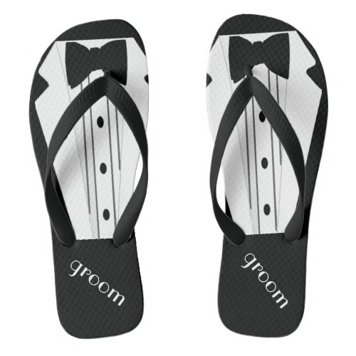 Tuxedo Grooms Flip Flops  Grooms Beach Wedding