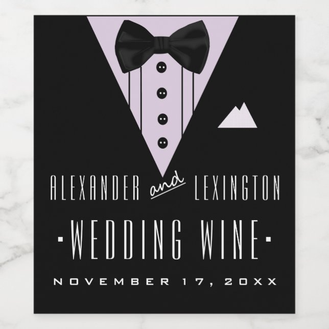 Tuxedo Grooms Wine Label Customize Shirt Color (Single Label)