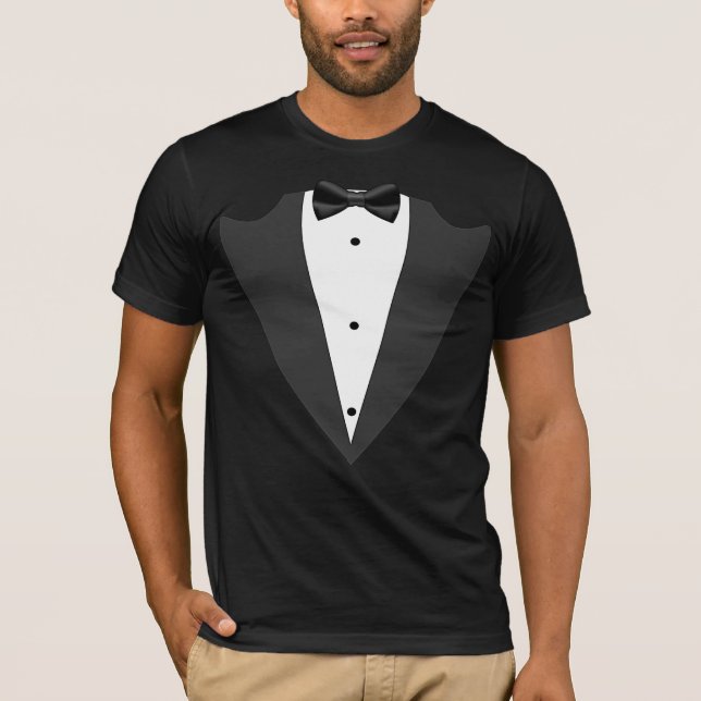 Tuxedo groomsman, best man black and white T-Shirt (Front)