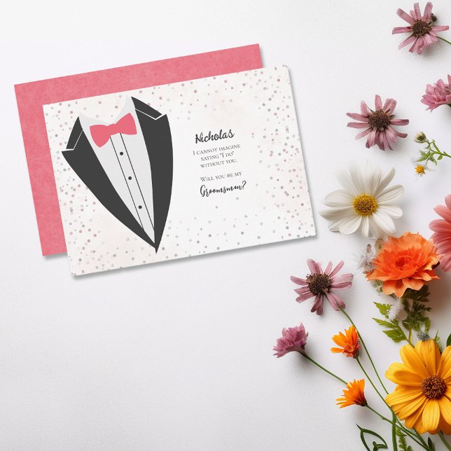 Tuxedo Groomsman Confetti Proposal Invitation (Creator Uploaded)