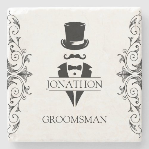 Tuxedo Groomsmen Gift Stone Coaster