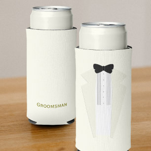Tuxedo Groomsmen Wedding Can Cooler
