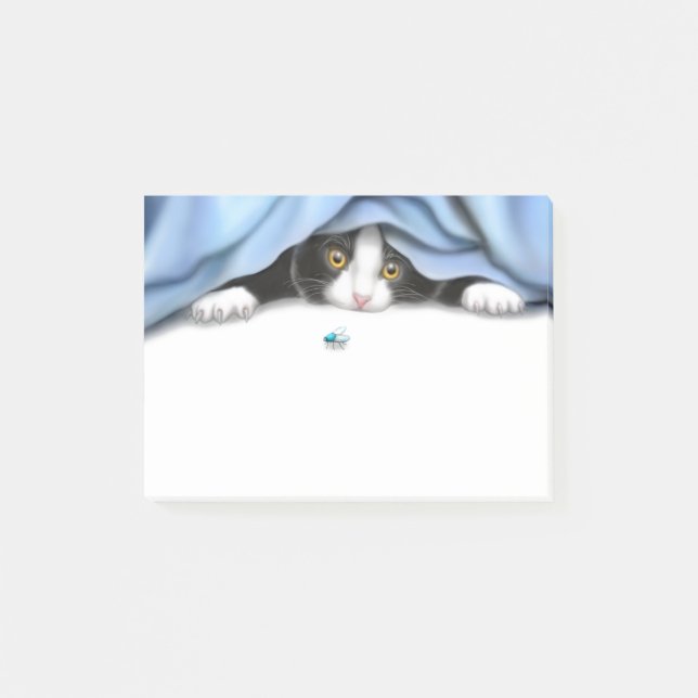Tuxedo Kitten Bug Hunter Post-it Notes (Front)