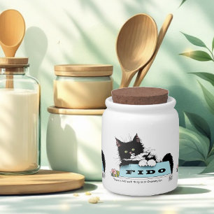 Tuxedo Kitten Dog's Bowl Candy Jar