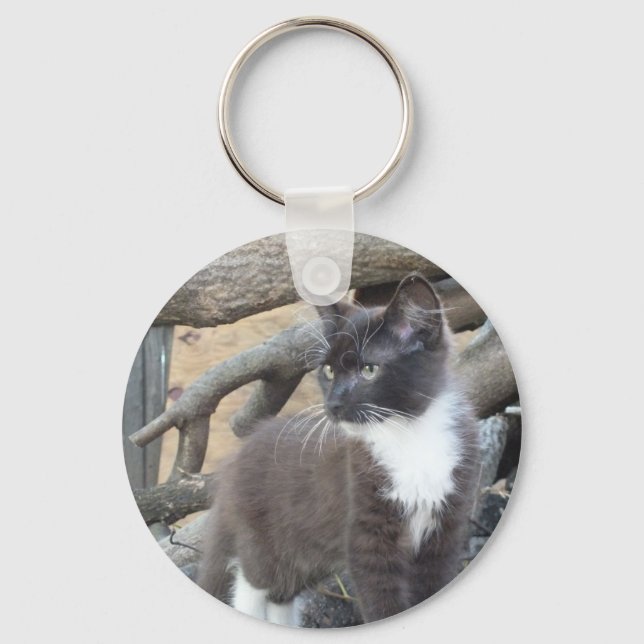 Tuxedo Kitten Keychain (Front)