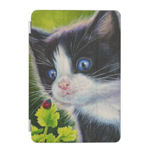 Tuxedo Kitten & Ladybug Watercolor Art iPad Mini Cover