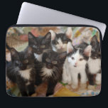 Tuxedo Kittens Laptop Sleeve<br><div class="desc">Black and white kittens on quilt</div>
