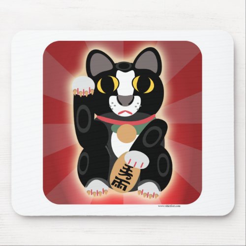 Tuxedo Lucky Cat Cartoon Fortune Pet Kitty Mouse Pad