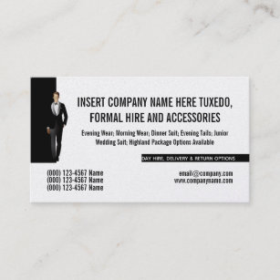 Tuxedo man formal suit renting business DIY custom Business Card