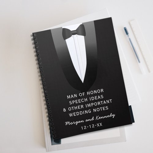 Tuxedo Man of Honor Wedding Speech Ideas Notebook
