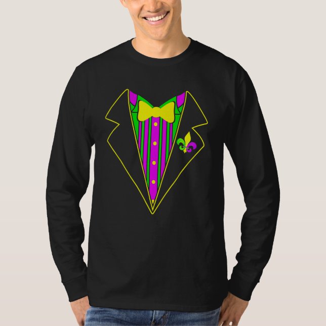 Tuxedo Mardi Gras Funny Carnival Festival Party Co T-Shirt (Front)