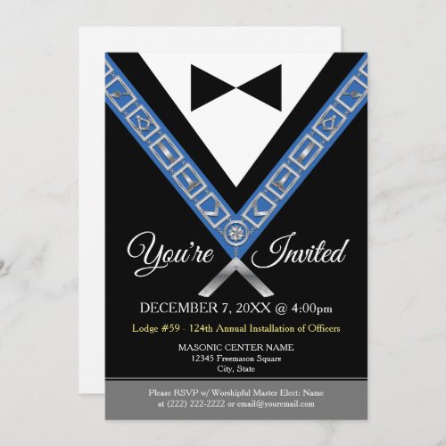 Tuxedo Masonic Invitations  Freemason Jewels