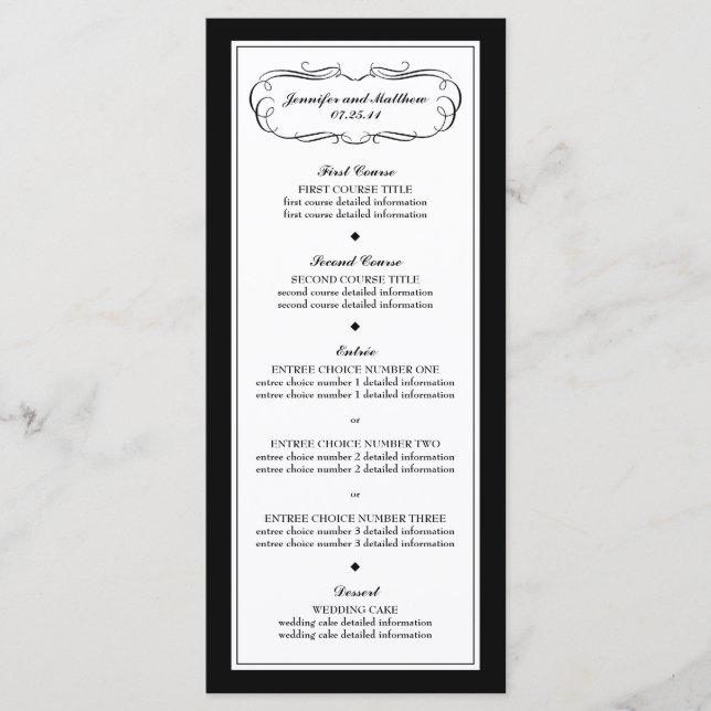 Tuxedo Menu in Black and White (Front)