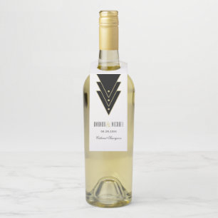 Tuxedo Modern Art Deco Celebration Bottle Hanger Tag