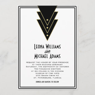 Tuxedo Modern Art Deco Invitation