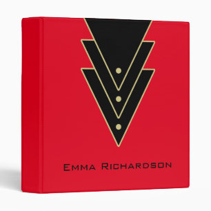 Tuxedo Modern Art Deco Personalized Binder
