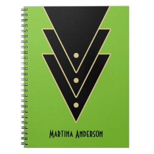 Tuxedo Modern Art Deco Personalized Notebook
