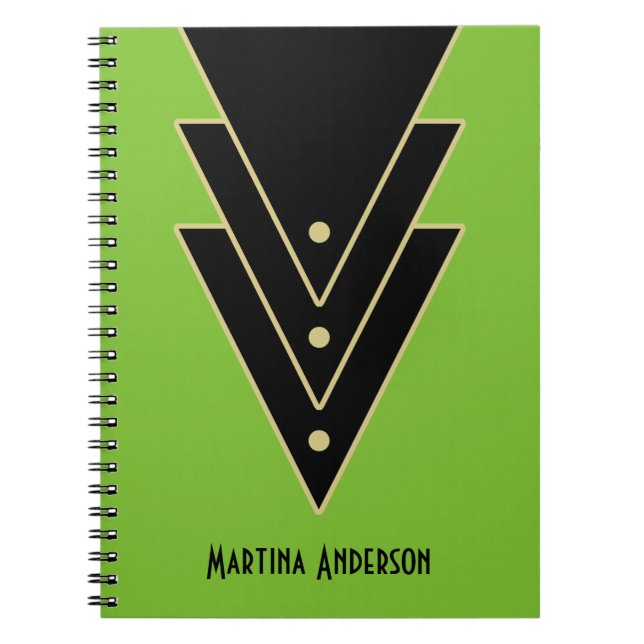 Tuxedo Modern Art Deco Personalized Notebook (Front)