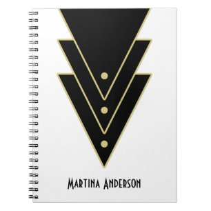 Tuxedo Modern Art Deco Personalized Notebook