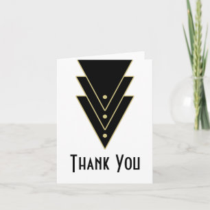 Tuxedo Modern Art Deco Wedding Letterpress Thank You Card