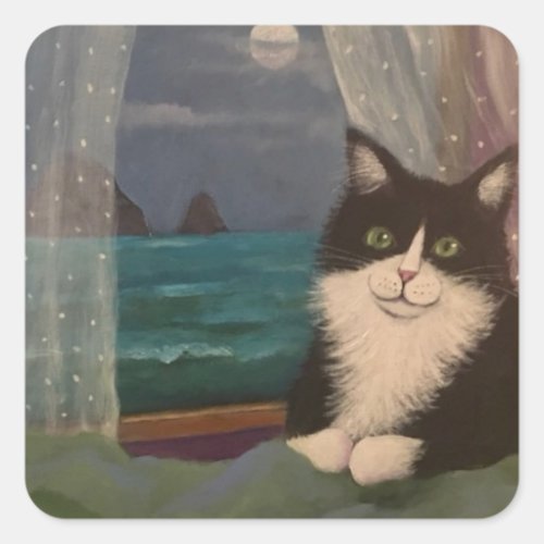 Tuxedo Moon Square Sticker
