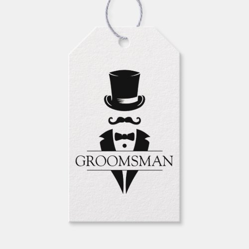 Tuxedo Mustache Groomsmen Gift Tags