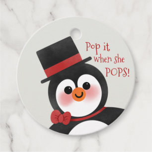 Tuxedo Penguin Baby Shower Pop It When She Pops! Favor Tags