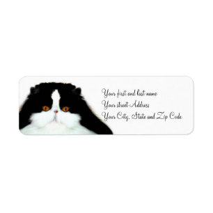 Tuxedo persian cat face label