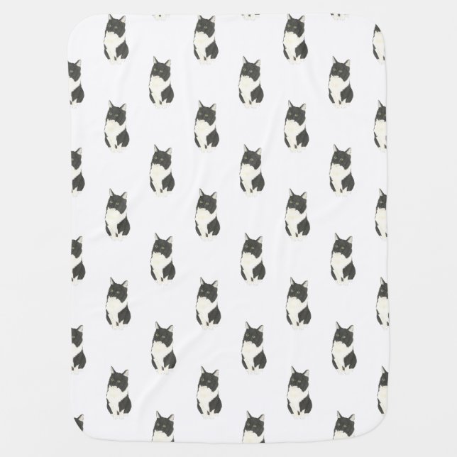 Tuxedo Ragamuffin Cat  Baby Blanket (Front)