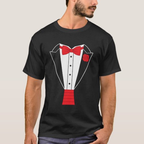 Tuxedo Red Bow Tie T_Shirt