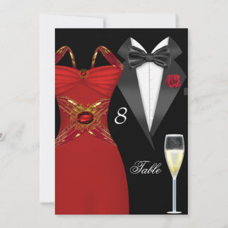 Tuxedo Red Dress Table Number Seating Place 2