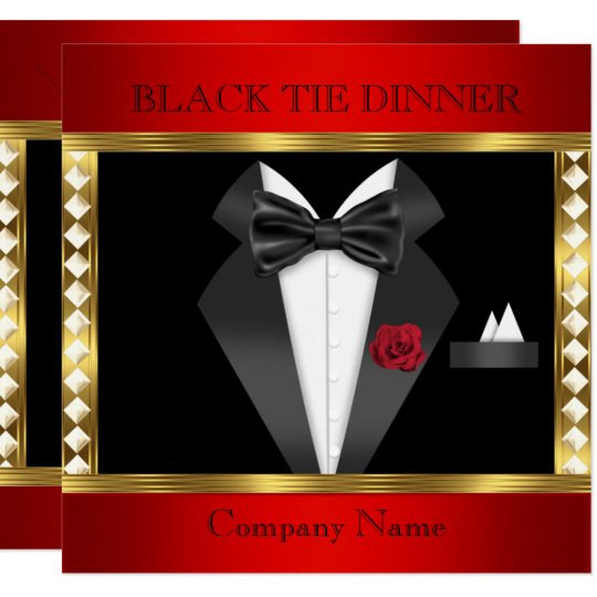 tuxedo red gold black tie formal party invitation zazzle com