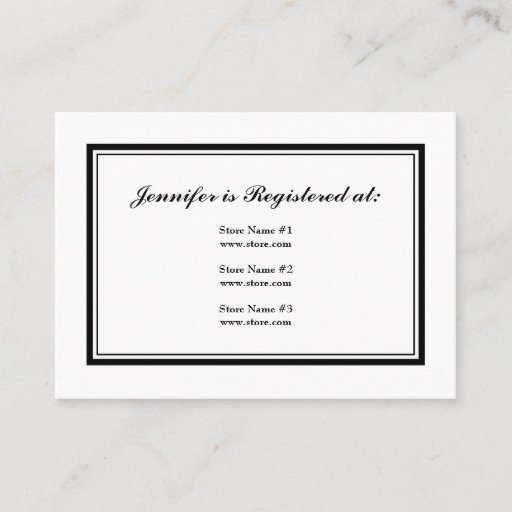 Customizable Tuxedo Registry Card in Black and White Business Card Templates