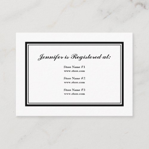 Tuxedo Registry Card in Black and White on Pearl