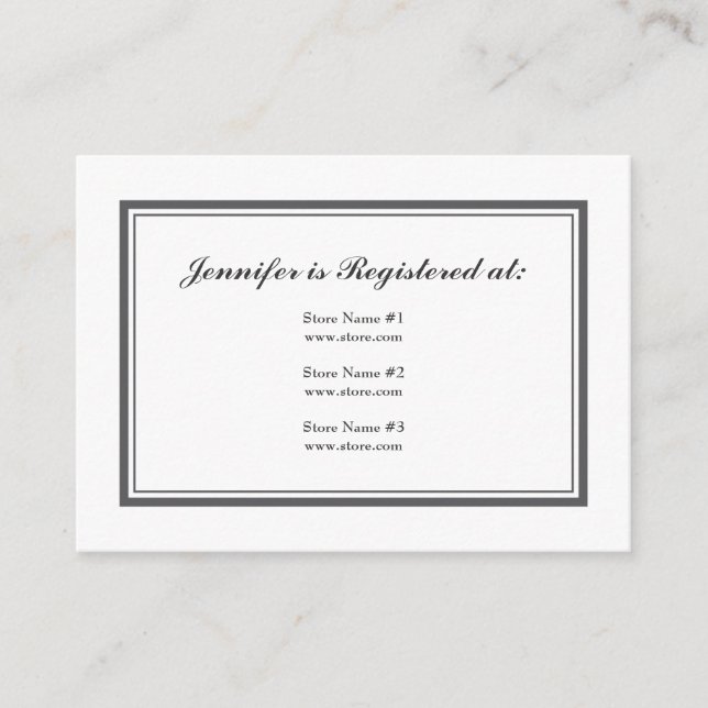 Tuxedo Registry Card in Gray (Front)
