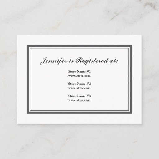 Customizable Tuxedo Registry Card in Gray Business Card Template