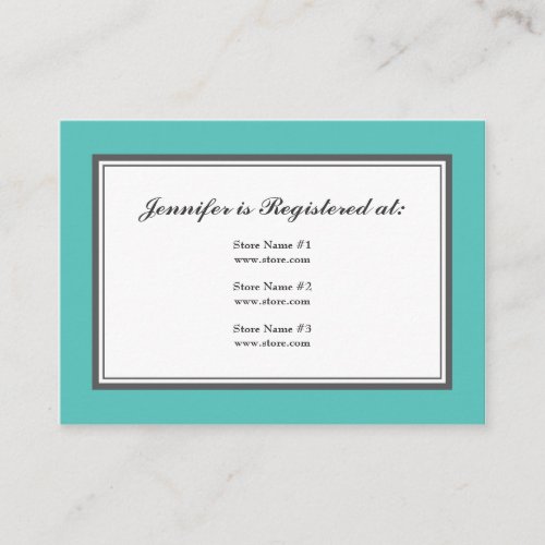 Tuxedo Registry Card in Turquoise and Gray Business Card Templates