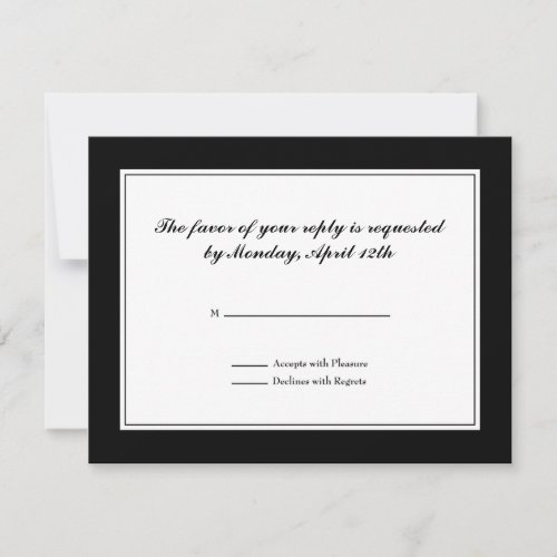 Tuxedo RSVP Card in Black and White