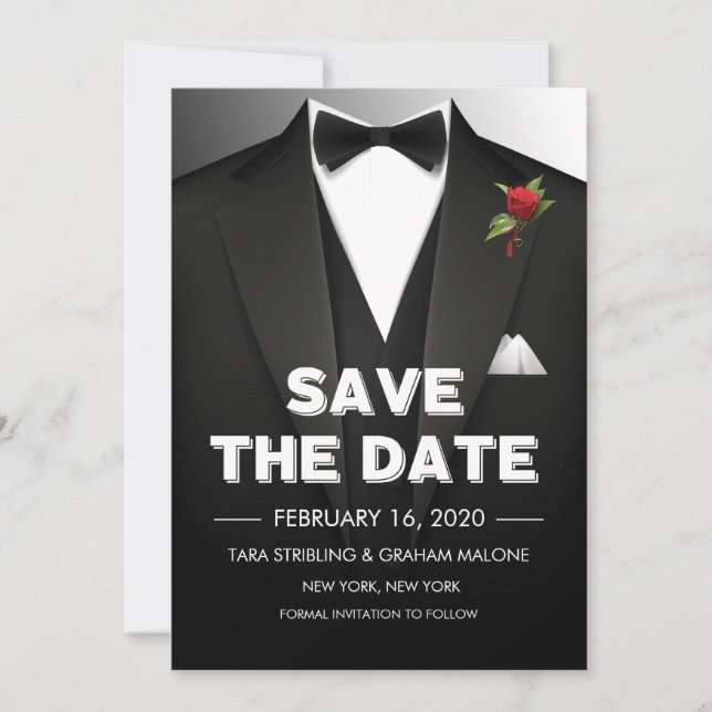Tuxedo Save the Date Invitation (Front)