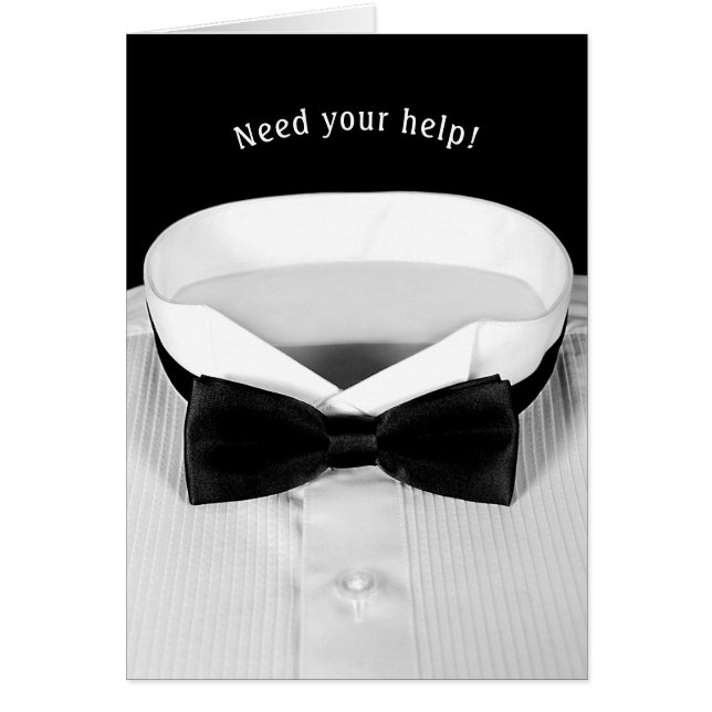 tuxedo shirt for wedding attendant request cards (Front)