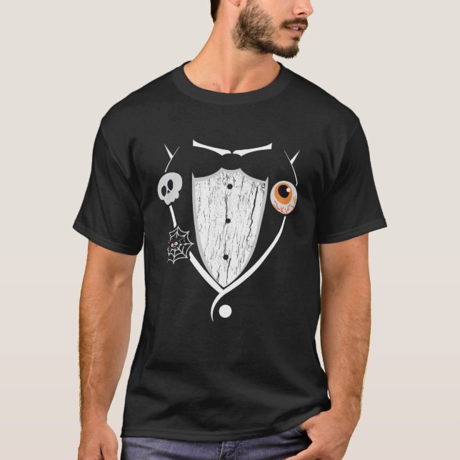 Tuxedo Spooky Halloween Costume Bow Tie T-Shirt (Front)
