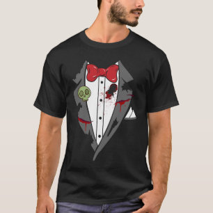 Tuxedo Spooky Halloween Costume Bow Tie T-Shirt