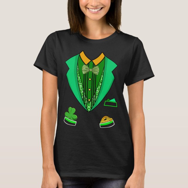 Tuxedo St Patrick s Day Suit Vest Party Boys Girls T-Shirt (Front)