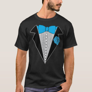 Tuxedo style shirt Blue Bowtie & Blue Flower